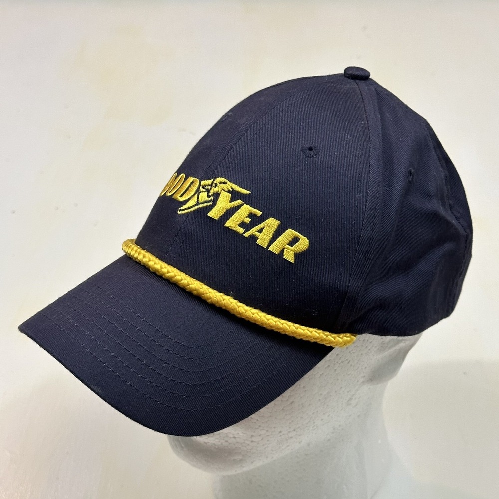 VTG Goodyear Embroidered Snapback Hat One Size Hat K-Products Navy Blue Gold
